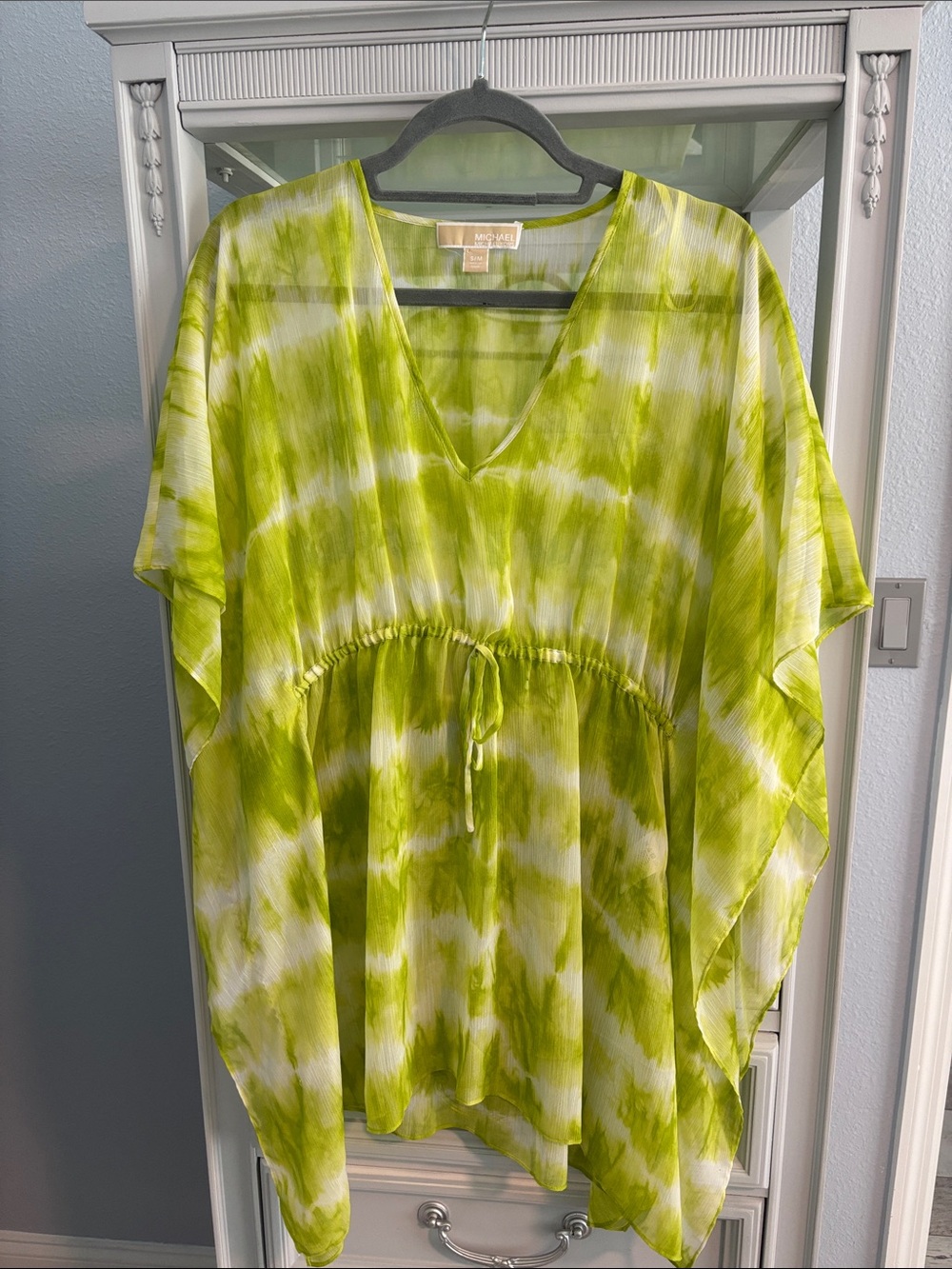 Michael Stars Lime Green and White Tie-Dye V-Neck Tunic